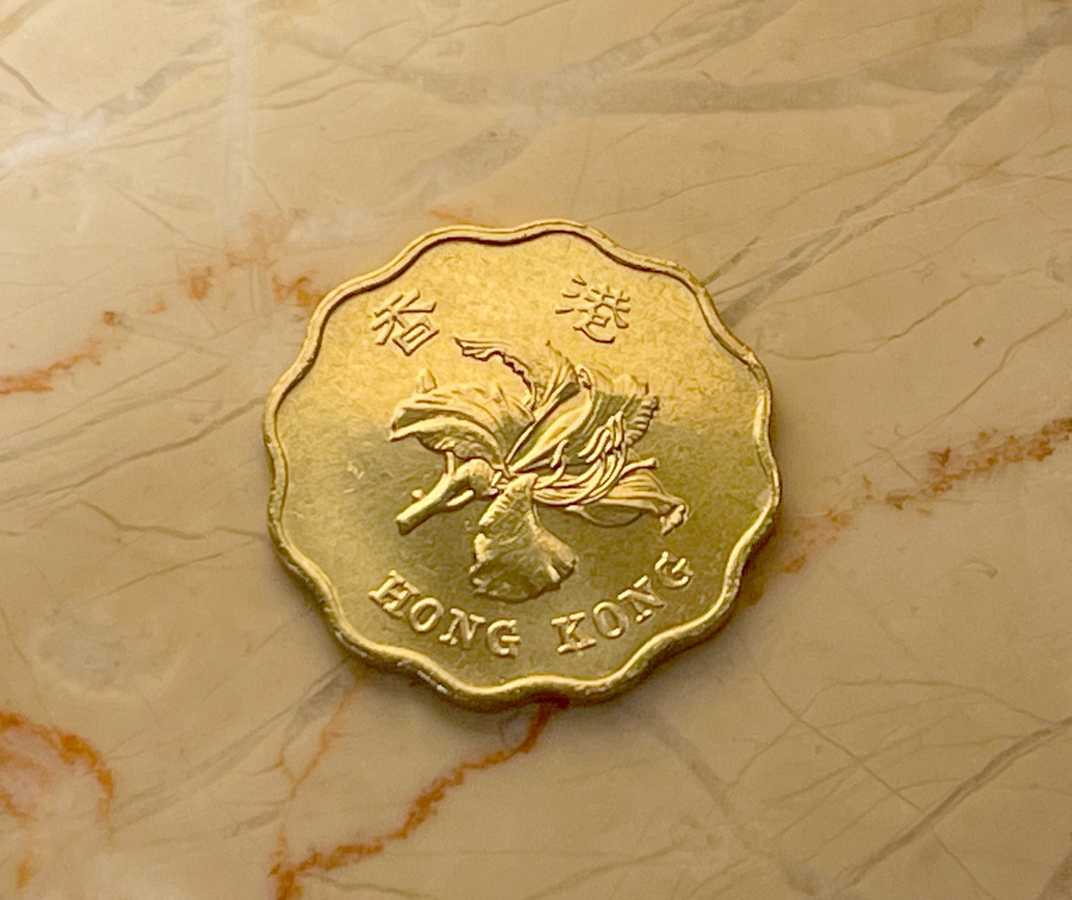 Bauhinia Orchid 20 Cent Hong Kong Authentic Coin Money for Jewelry and Craft Making