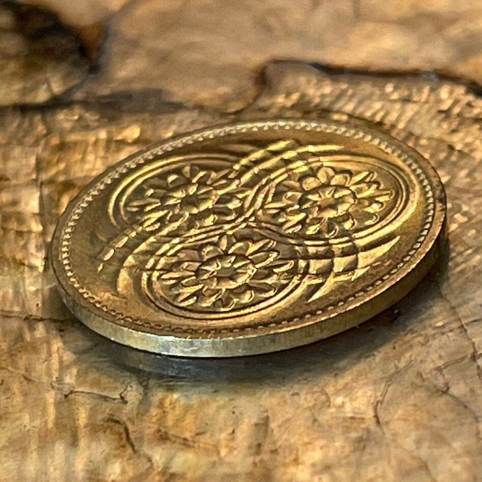 Lotus Flowers 5 Cents Guyana Authentic Coin Money for Jewelry and Craft Making