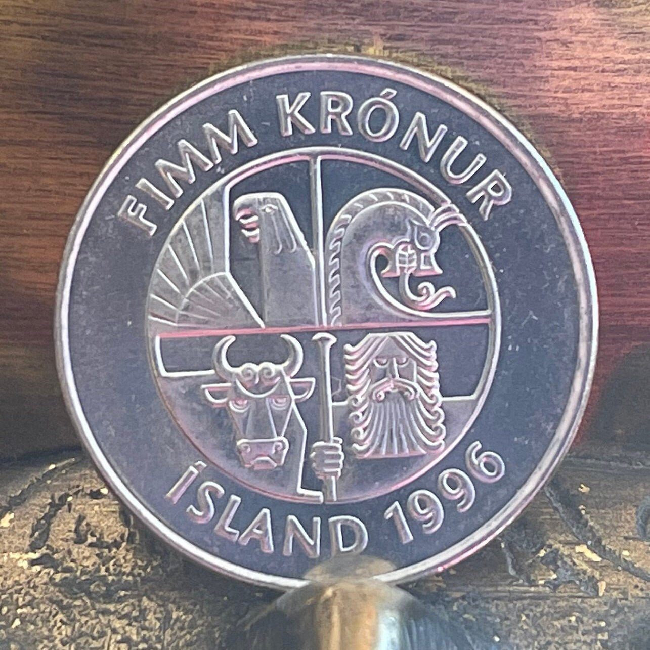 Two Dolphins 5 Kronur Iceland Authentic Coin Money for Jewelry and Craft Making