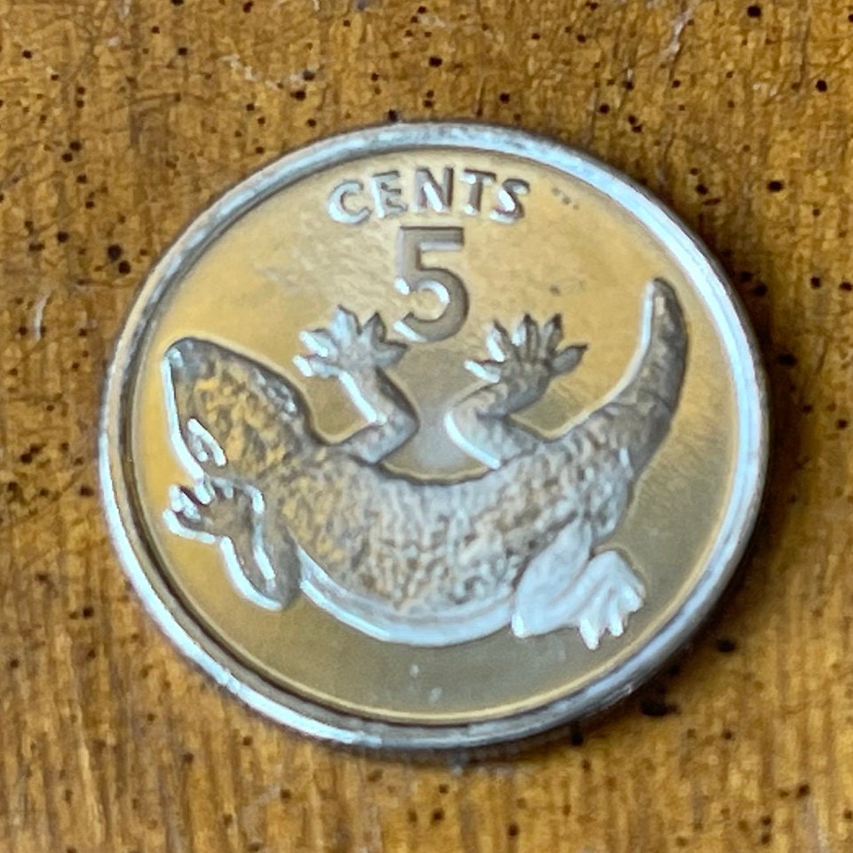 Tokay Gecko 5 Cents Kiribati Authentic Coin Money for Jewelry and Craft Making