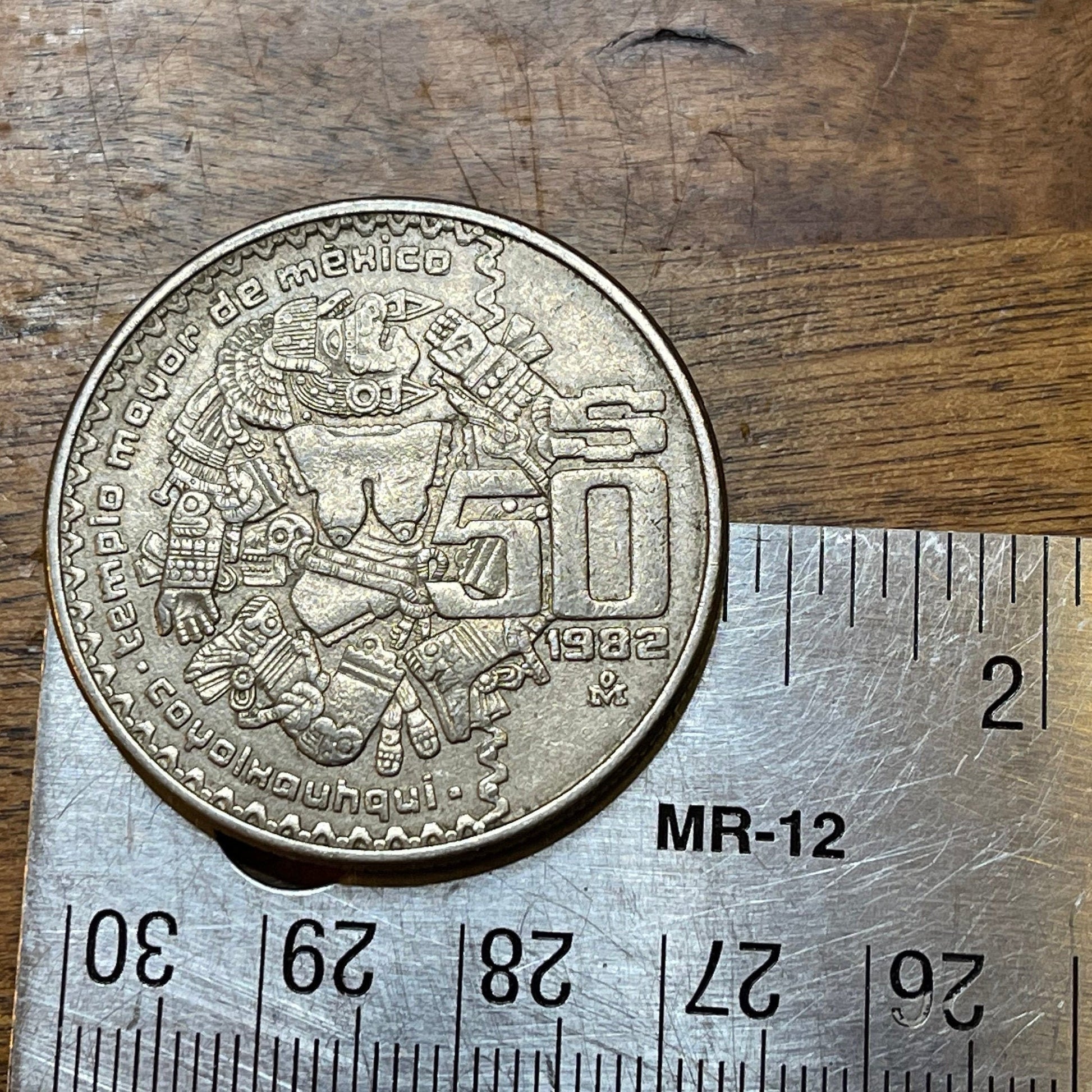 Moon Goddess & Eagle w/Snake 50 Pesos Mexico Authentic Large Coin Money for Jewelry and Craft Making