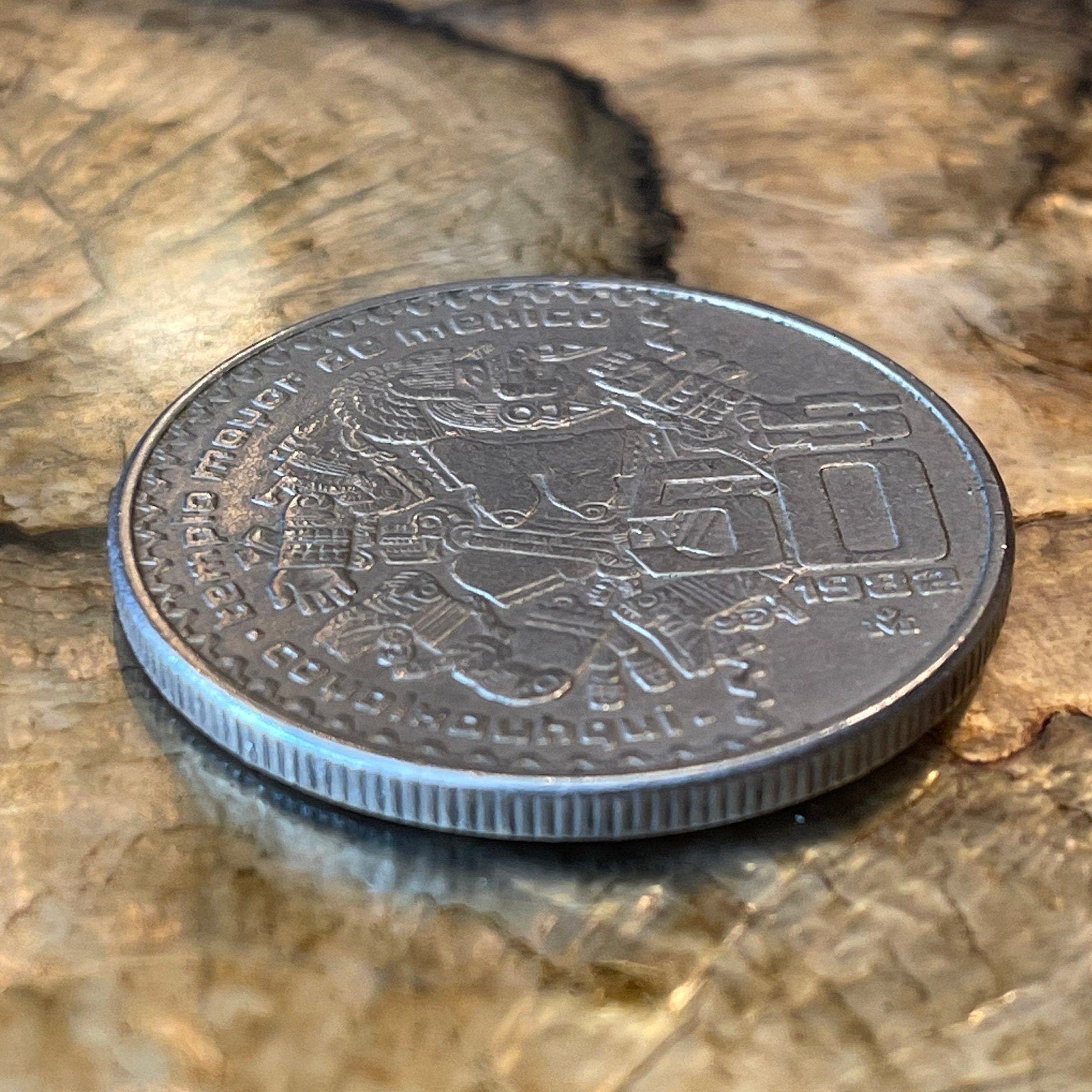 Moon Goddess & Eagle w/Snake 50 Pesos Mexico Authentic Large Coin Money for Jewelry and Craft Making