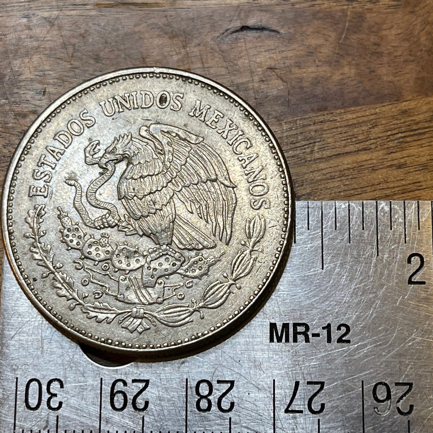 Eagle with Snake & Moon Goddess 50 Pesos Mexico Authentic Coin Money for Jewelry and Craft Making