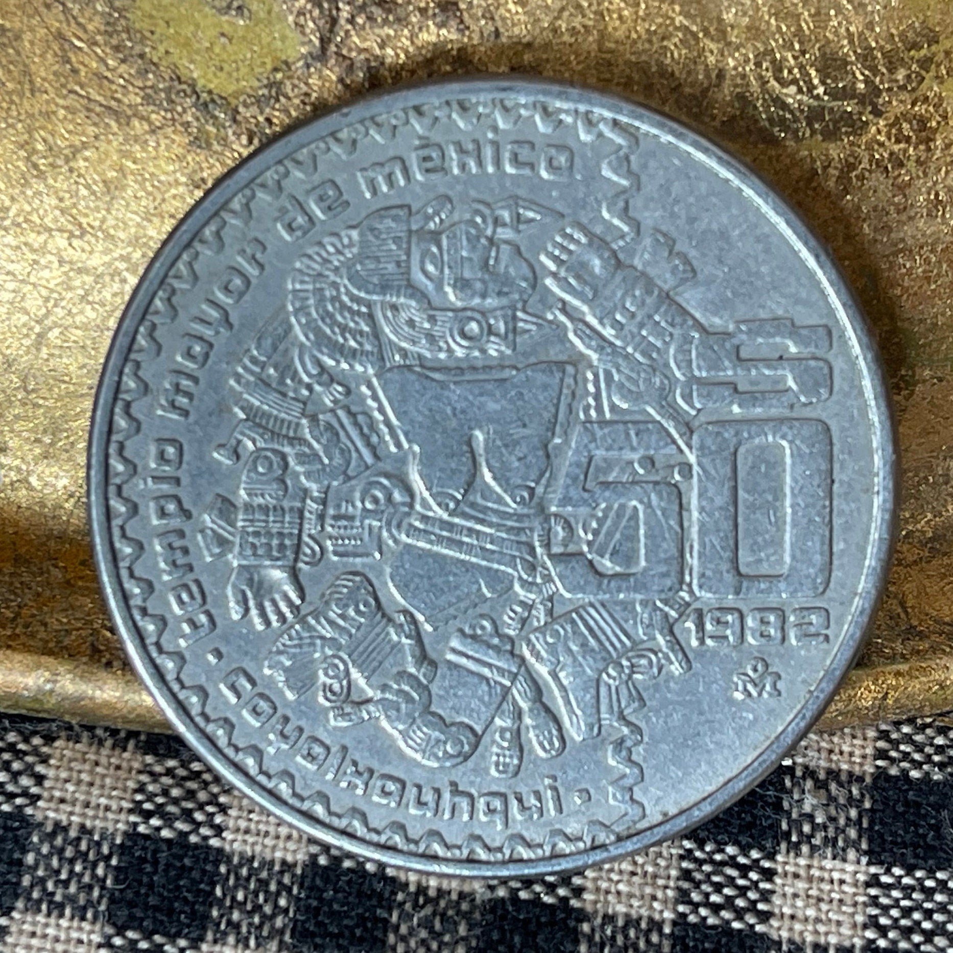 Moon Goddess & Eagle w/Snake 50 Pesos Mexico Authentic Large Coin Money for Jewelry and Craft Making