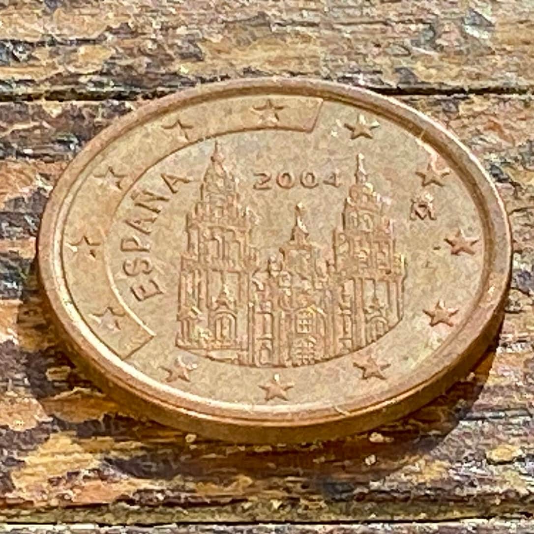 Cathedral Santiago de Compostela Spain Authentic 5 Cents Coin Money for Jewelry and Craft Making