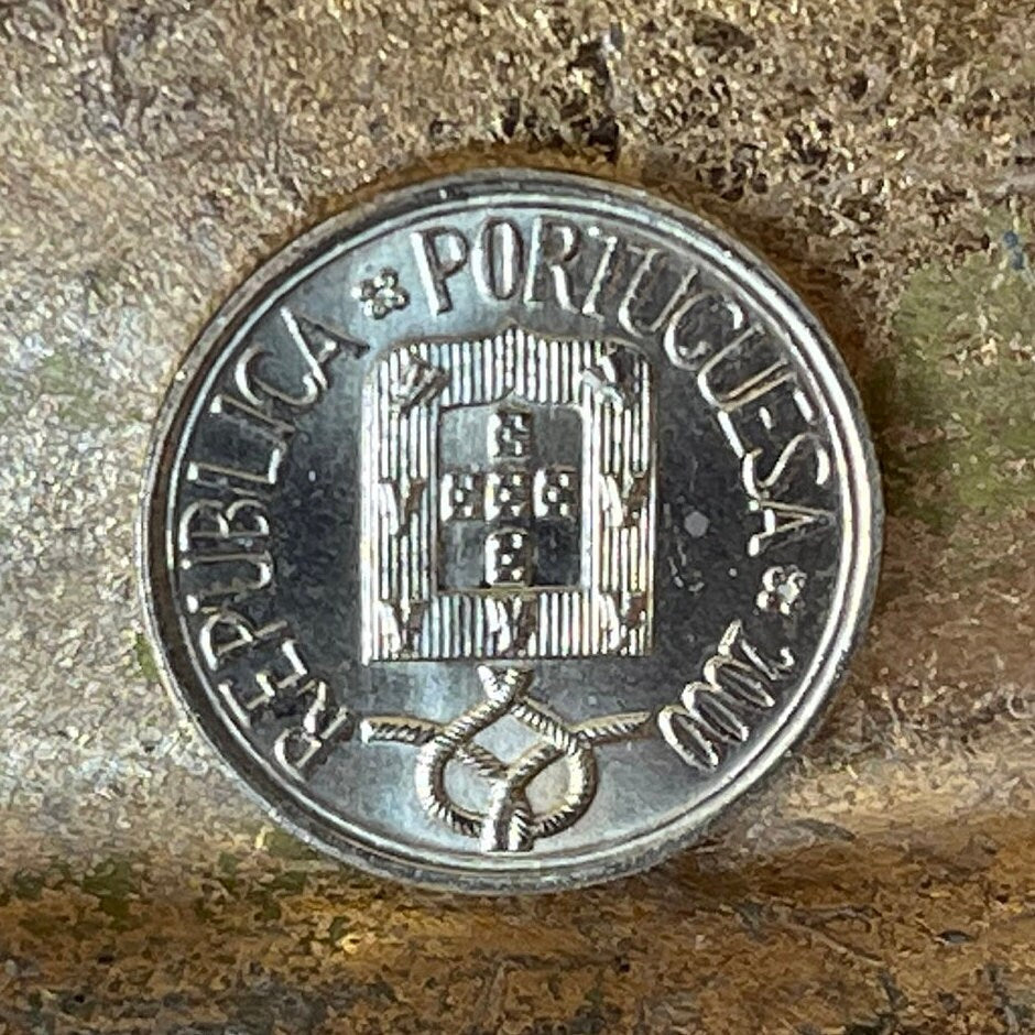 Stained Glass Window 1 Escudo Portugal Authentic Coin Money for Jewelry and Craft Making