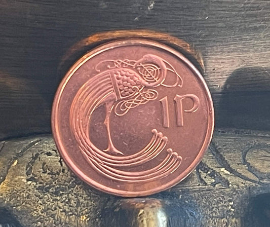 Book of Kells Bird & Harp Irish Penny Ireland Authentic Coin Money for Jewelry and Craft Making