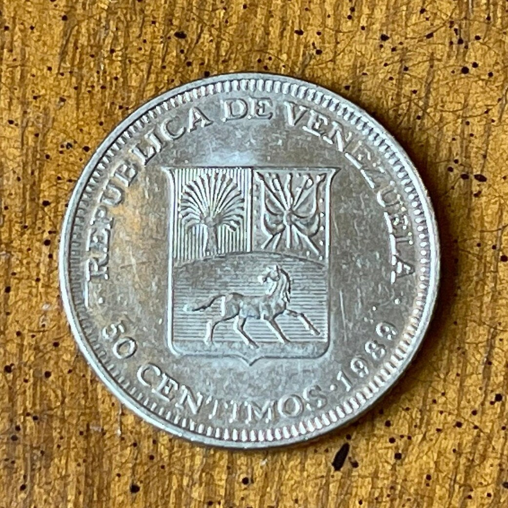 Simon Bolivar 50 Centimos Venezuela Authentic Coin Money for Jewelry and Craft Making