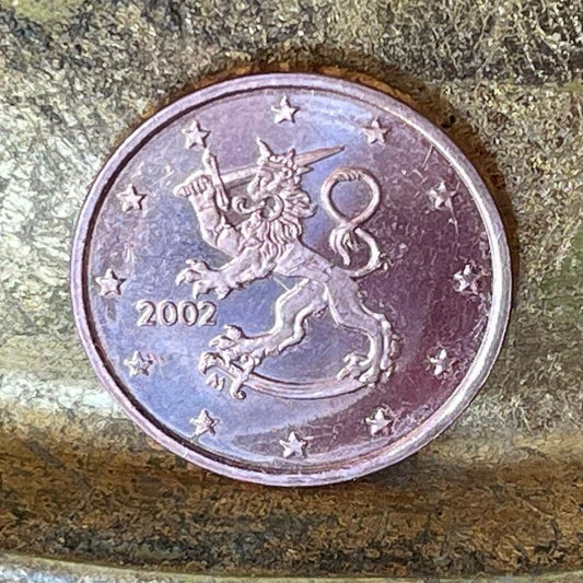 Heraldic Lion w/Sword 5 Euro Cents Finland Authentic Coin Money for Jewelry and Craft Making