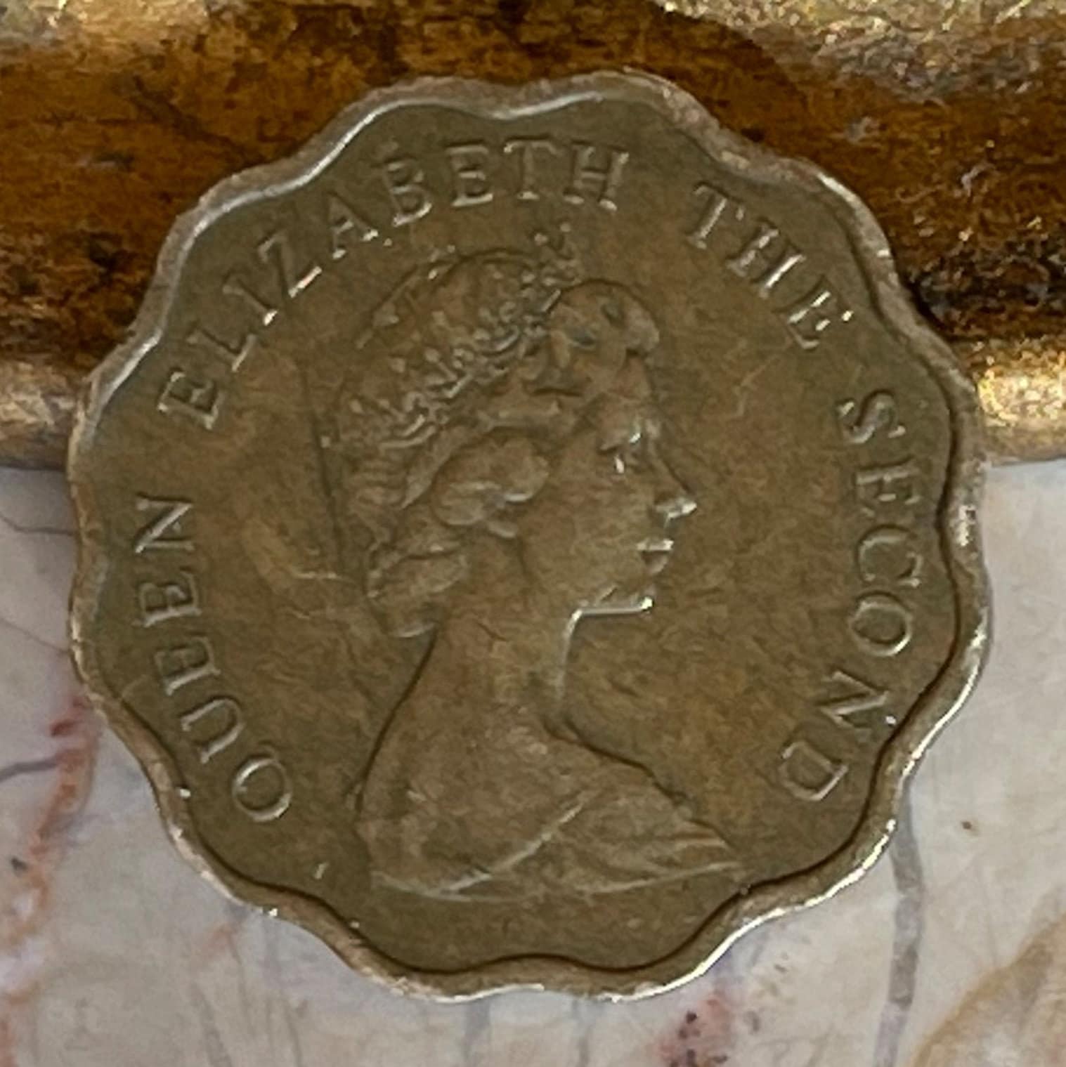 Hong Kong Scalloped Edge 20 Cents Authentic Coin Money for Jewelry and Craft Making