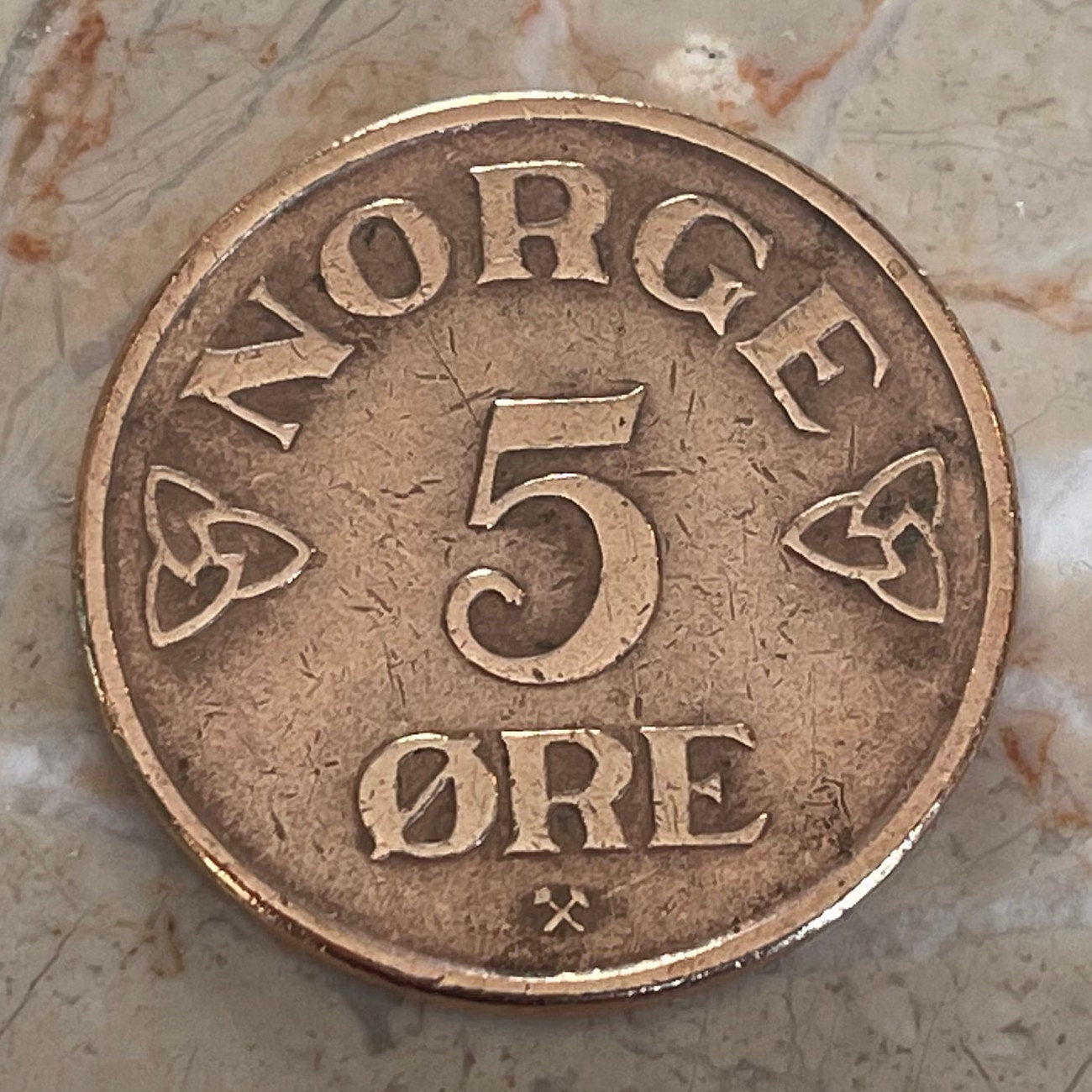 King Haakon 7 Monogram 5 Ore Norway Authentic Coin Money for Jewelry and Craft Making (Haakon VII)