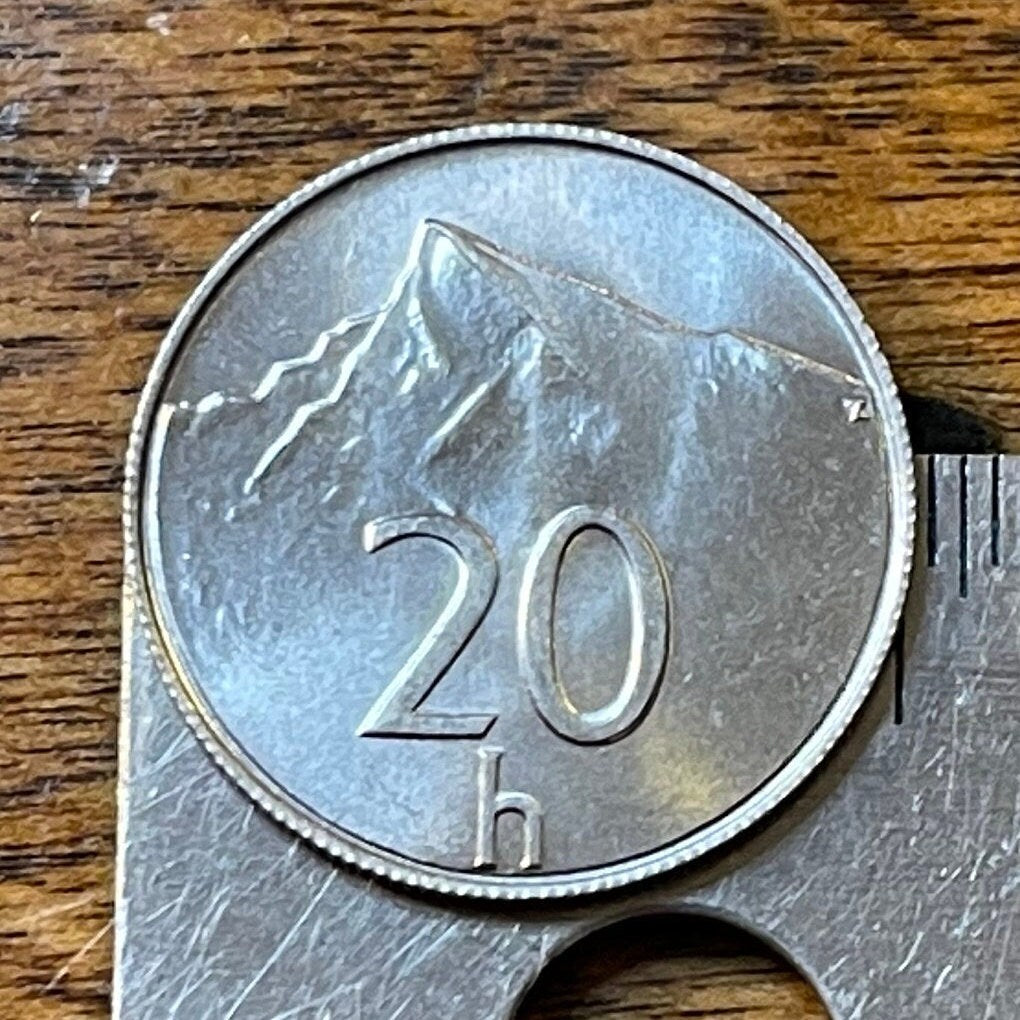 Krivan Mountain Slovak Republic 20 Halierov Authentic Coin Money for Jewelry and Craft Making (Hiking, Mountaineering)