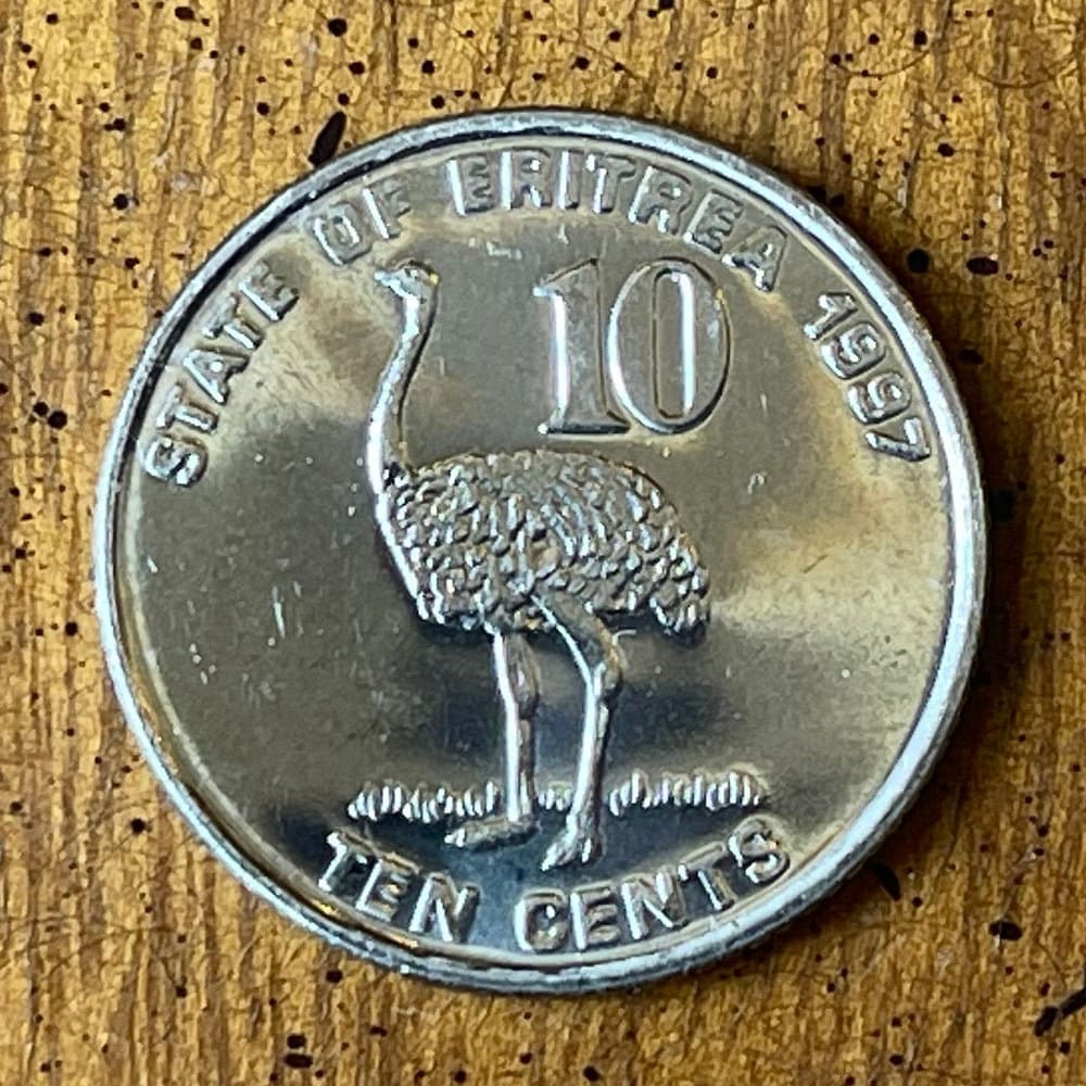 Somali Ostrich & Liberty/Equality/Justice Eritrea 10 Cents Authentic Coin Money for Jewelry and Craft Making