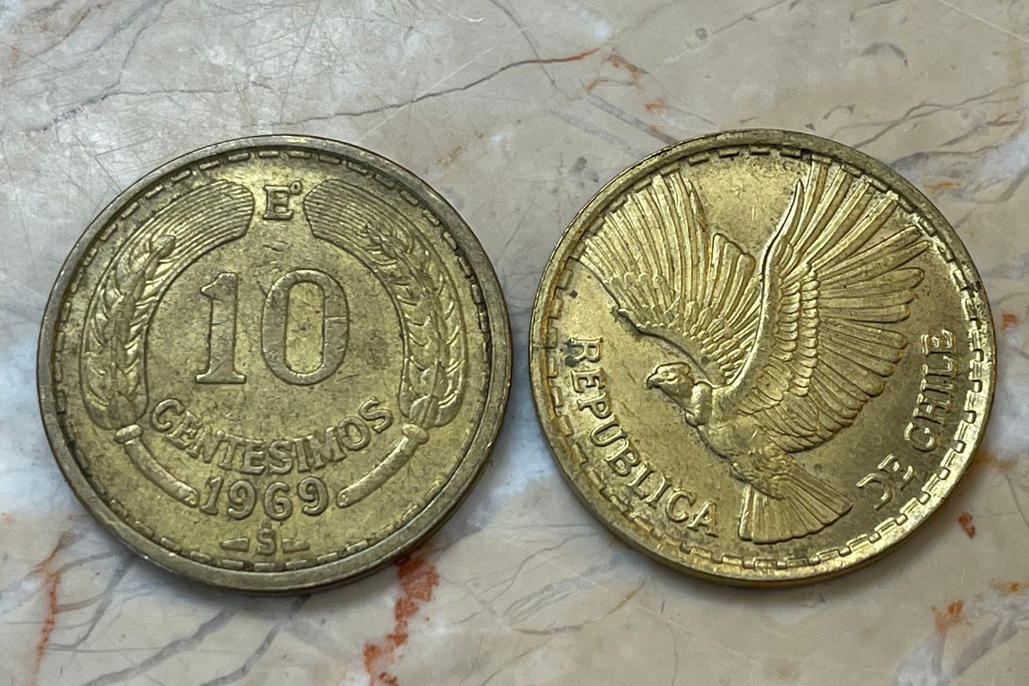 Andean Condor 10 Centesimos Chile Authentic Coin Money for Jewelry and Craft Making
