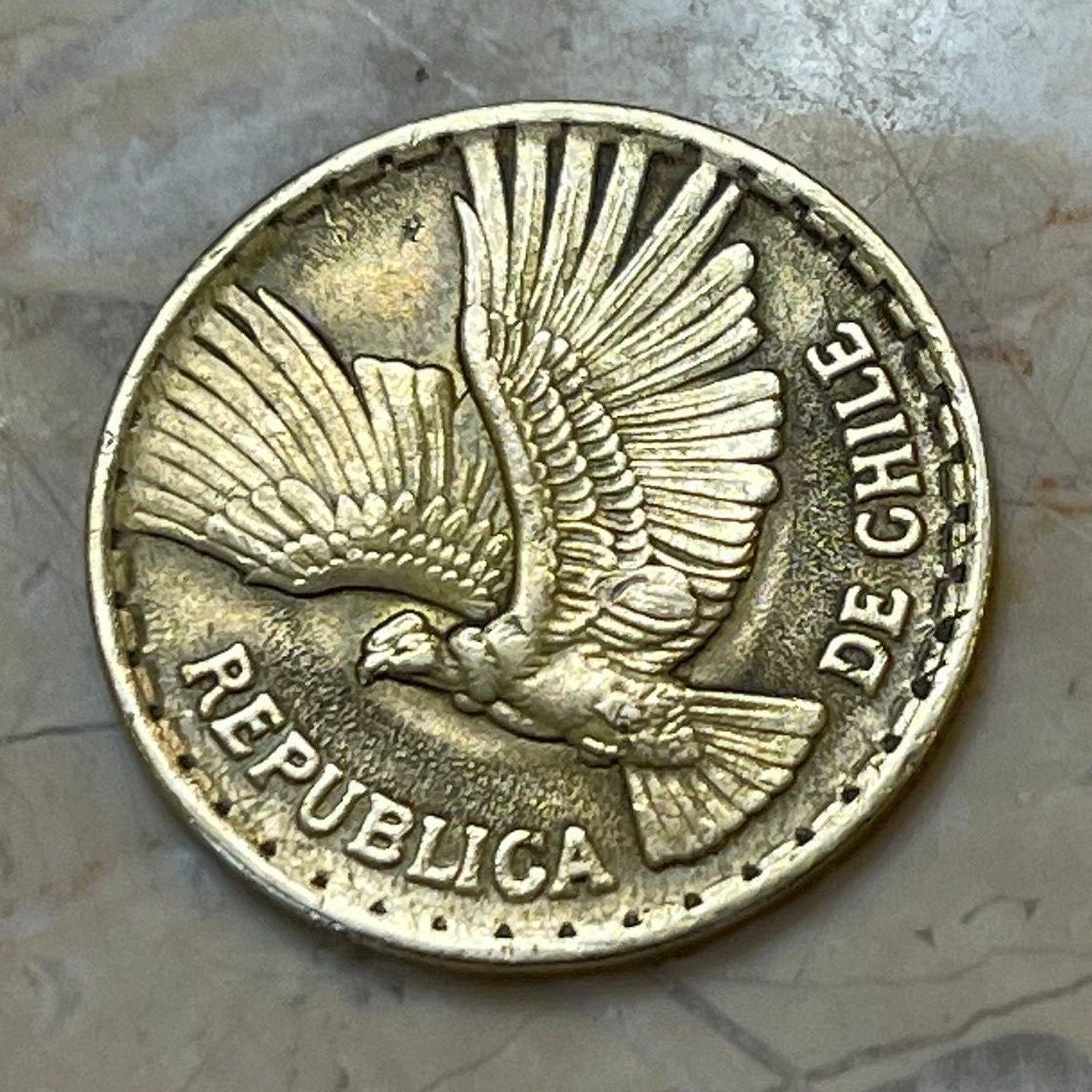 Andean Condor 5 Centesimos Chile Authentic Coin Money for Jewelry and Craft Making