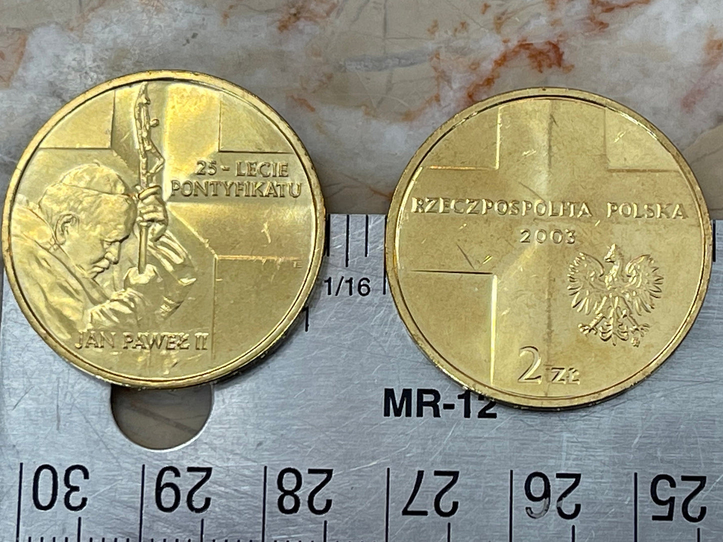 Pope John Paul II 25th Anniversary Poland 2 Zlote Authentic Coin Money for Jewelry and Craft Making