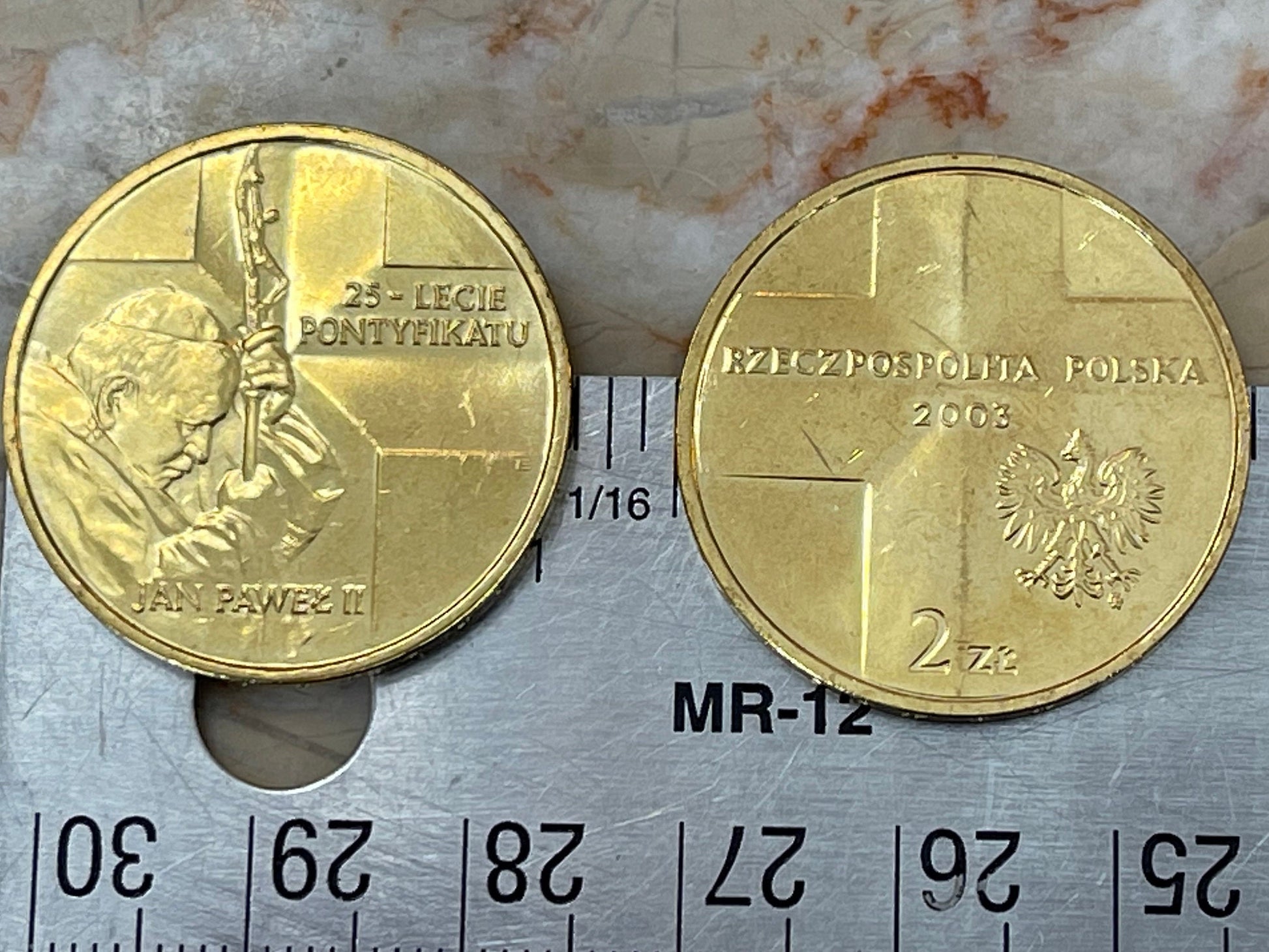 Pope John Paul II 25th Anniversary Poland 2 Zlote Authentic Coin Money for Jewelry and Craft Making