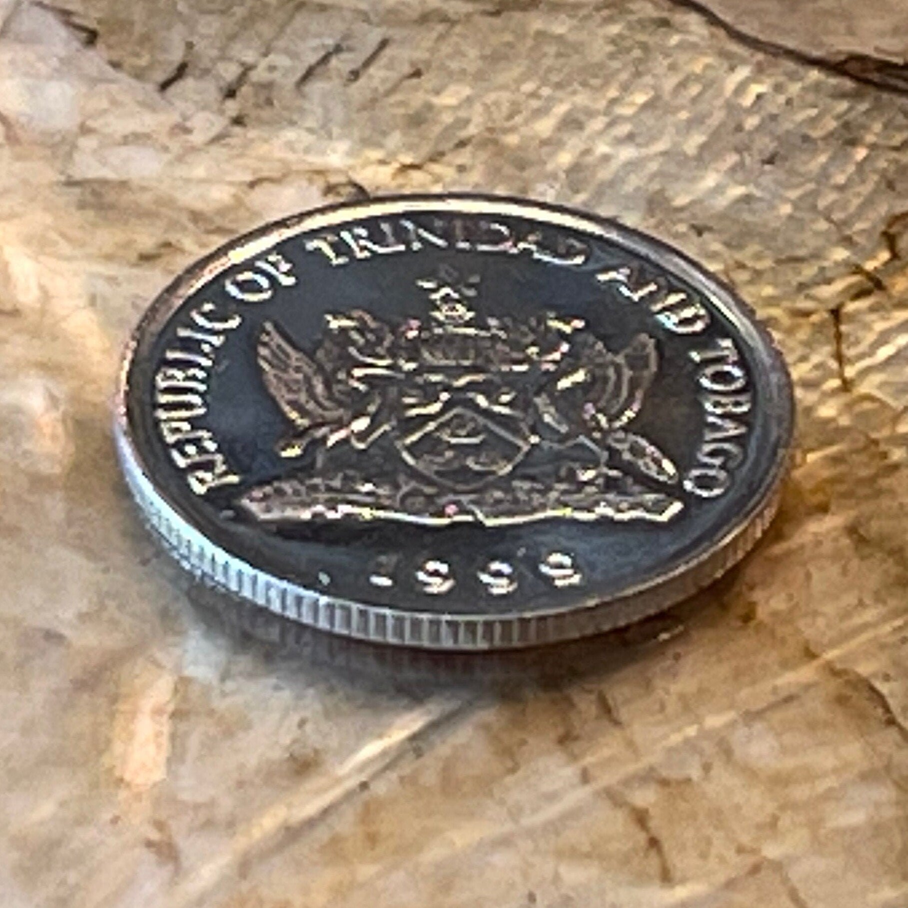 Flaming Hibiscus Trinidad & Tobago Authentic 10 Cent Coin Money for Jewelry and Craft Making
