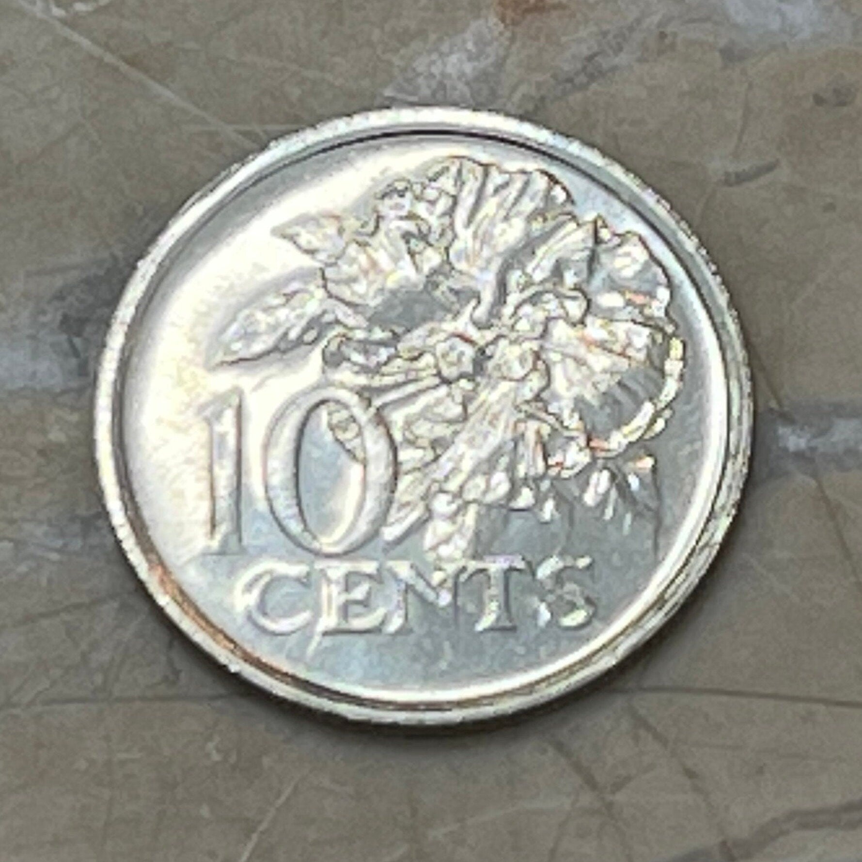 Flaming Hibiscus Trinidad & Tobago Authentic 10 Cent Coin Money for Jewelry and Craft Making
