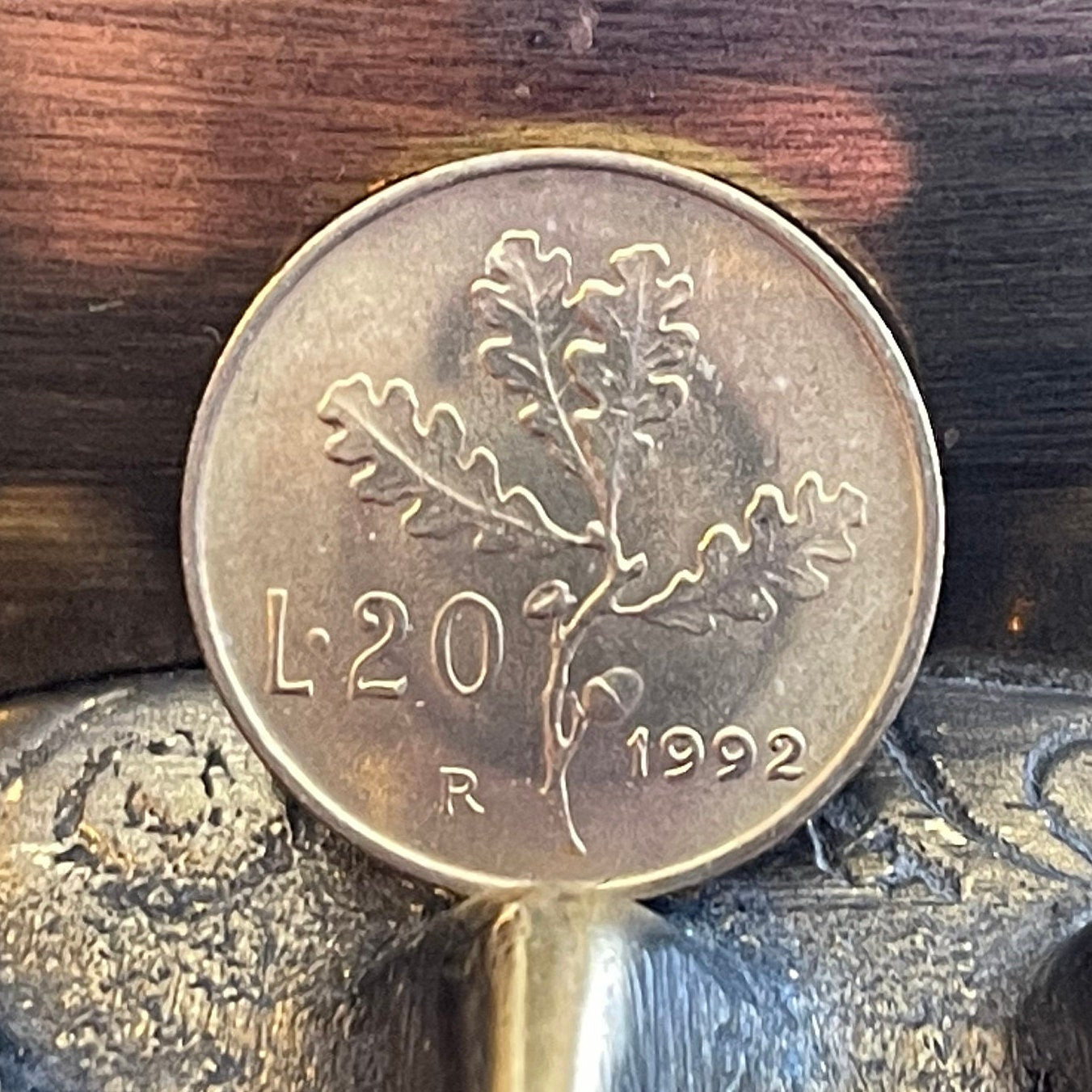 Oak Branch Italy 20 Lire Authentic Coin Money for Jewelry and Craft Making