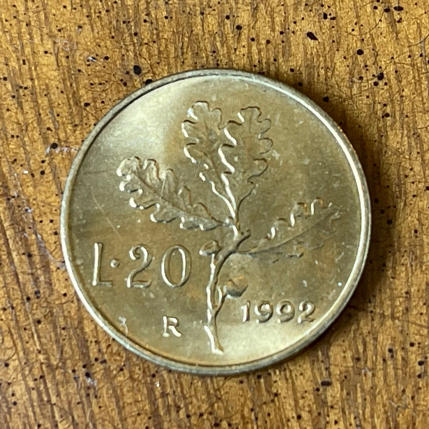Oak Branch Italy 20 Lire Authentic Coin Money for Jewelry and Craft Making
