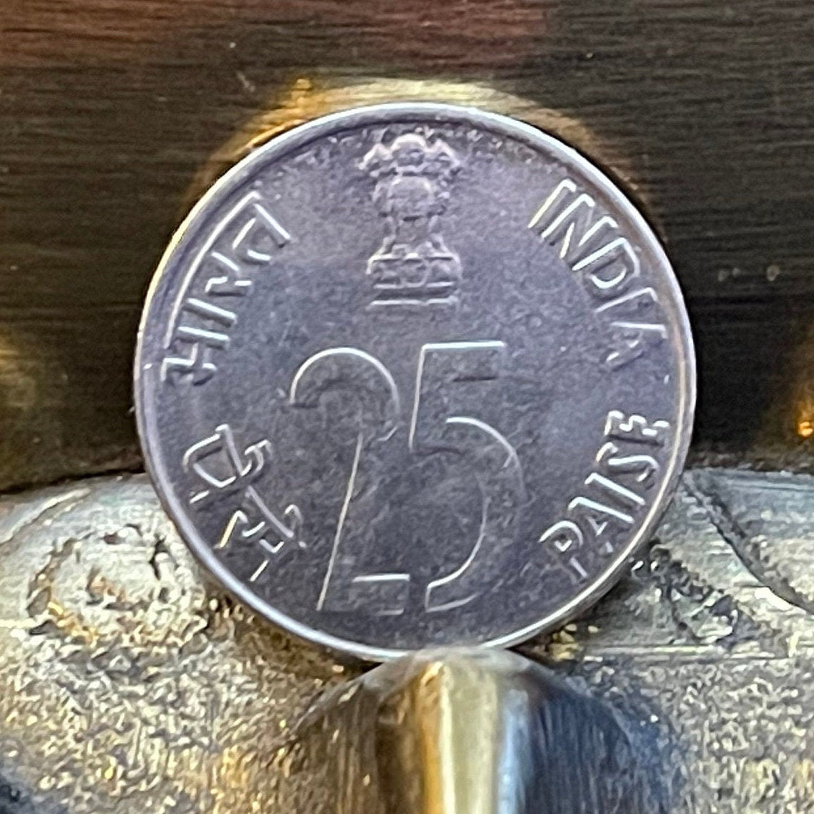 Rhinoceros & Ashoka Lion Capitol India 25 Paise Authentic Coin Money for Jewelry and Craft Making