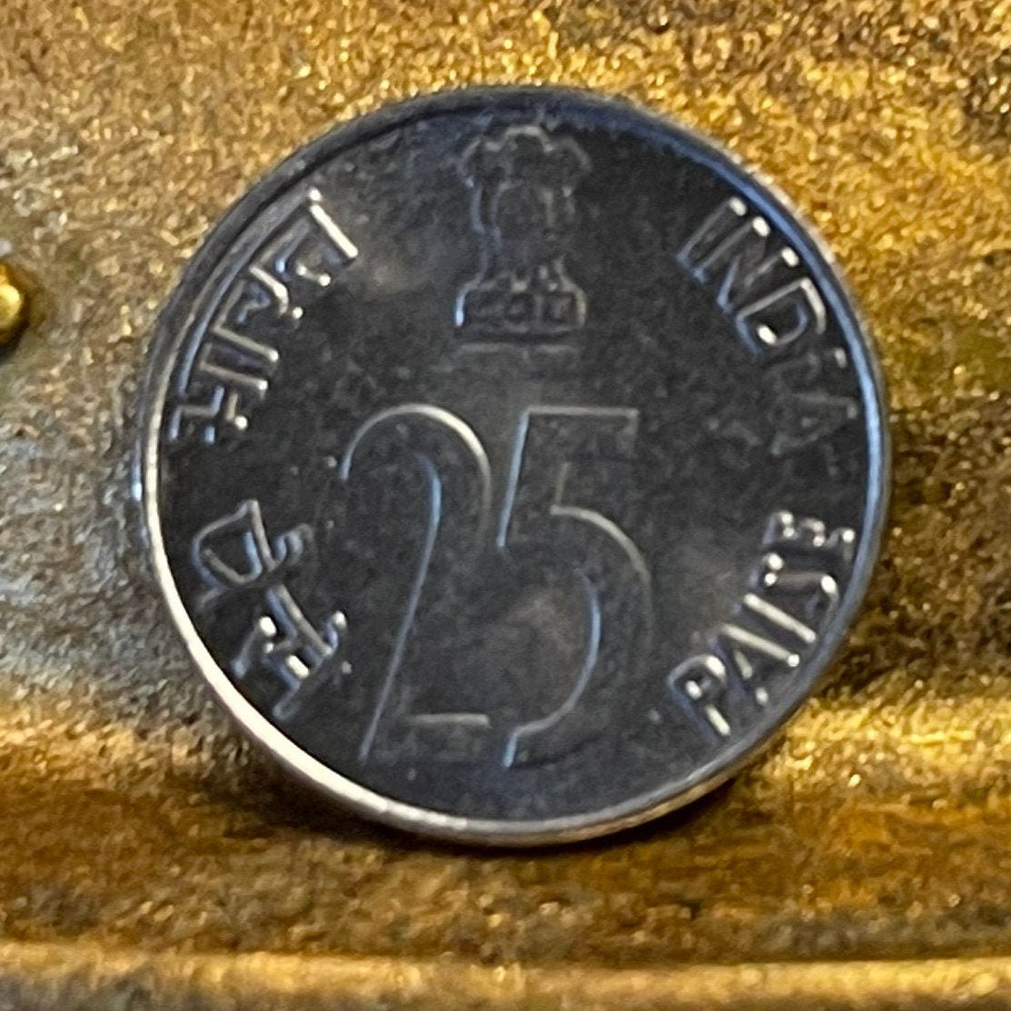 Rhinoceros & Ashoka Lion Capitol India 25 Paise Authentic Coin Money for Jewelry and Craft Making