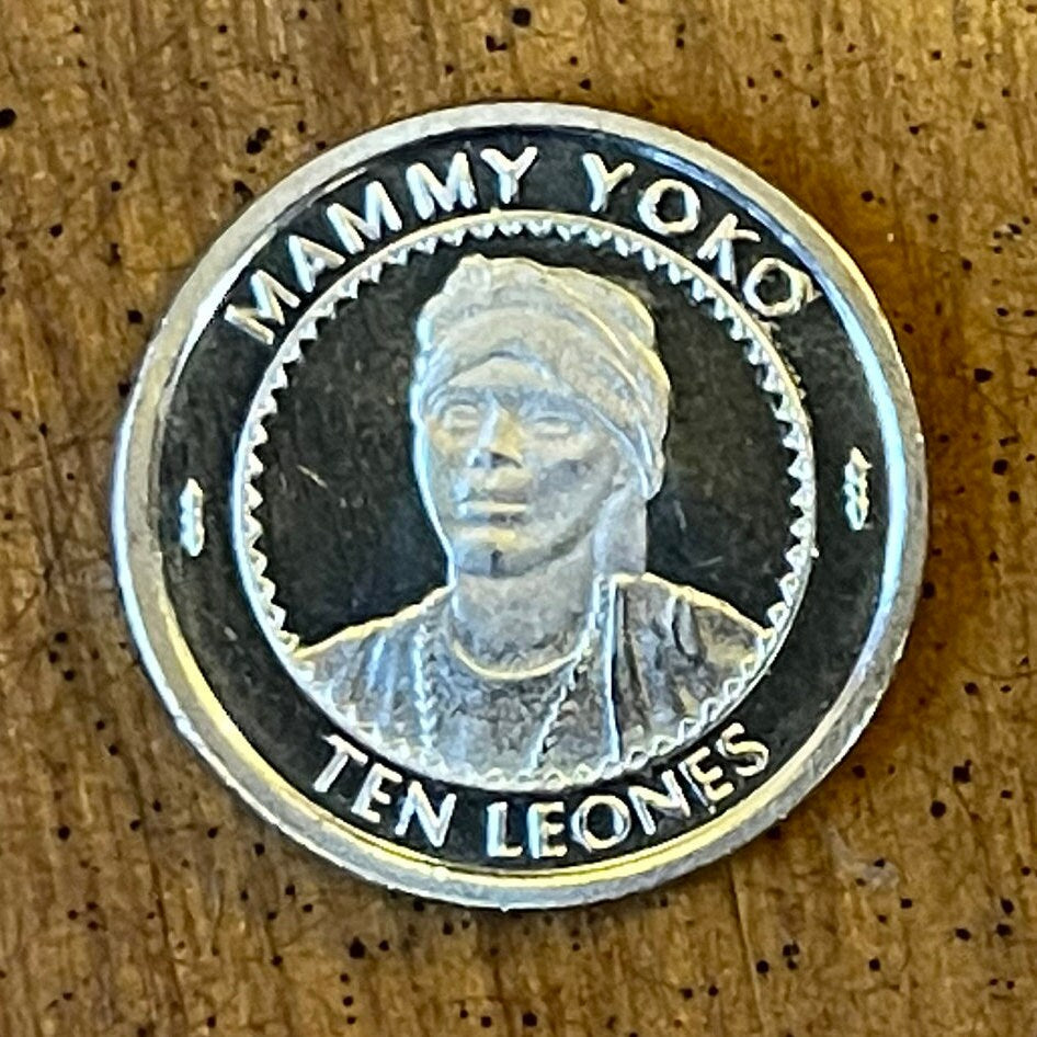 Madam Yoko & Bonga Fish Sierra Leone 10 Leones Authentic Coin Money for Jewelry and Craft Making (Mammy Yoko)
