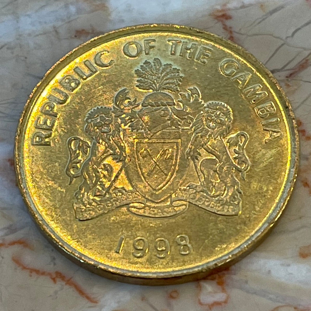Double-Spurred Francolin Gambia 10 Butut Authentic Coin Money for Jewelry and Craft Making