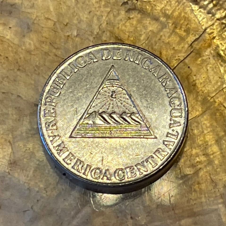 Turquoise-browed Motmot Nicaragua 5 Centavos Authentic Coin Money for Jewelry and Craft Making
