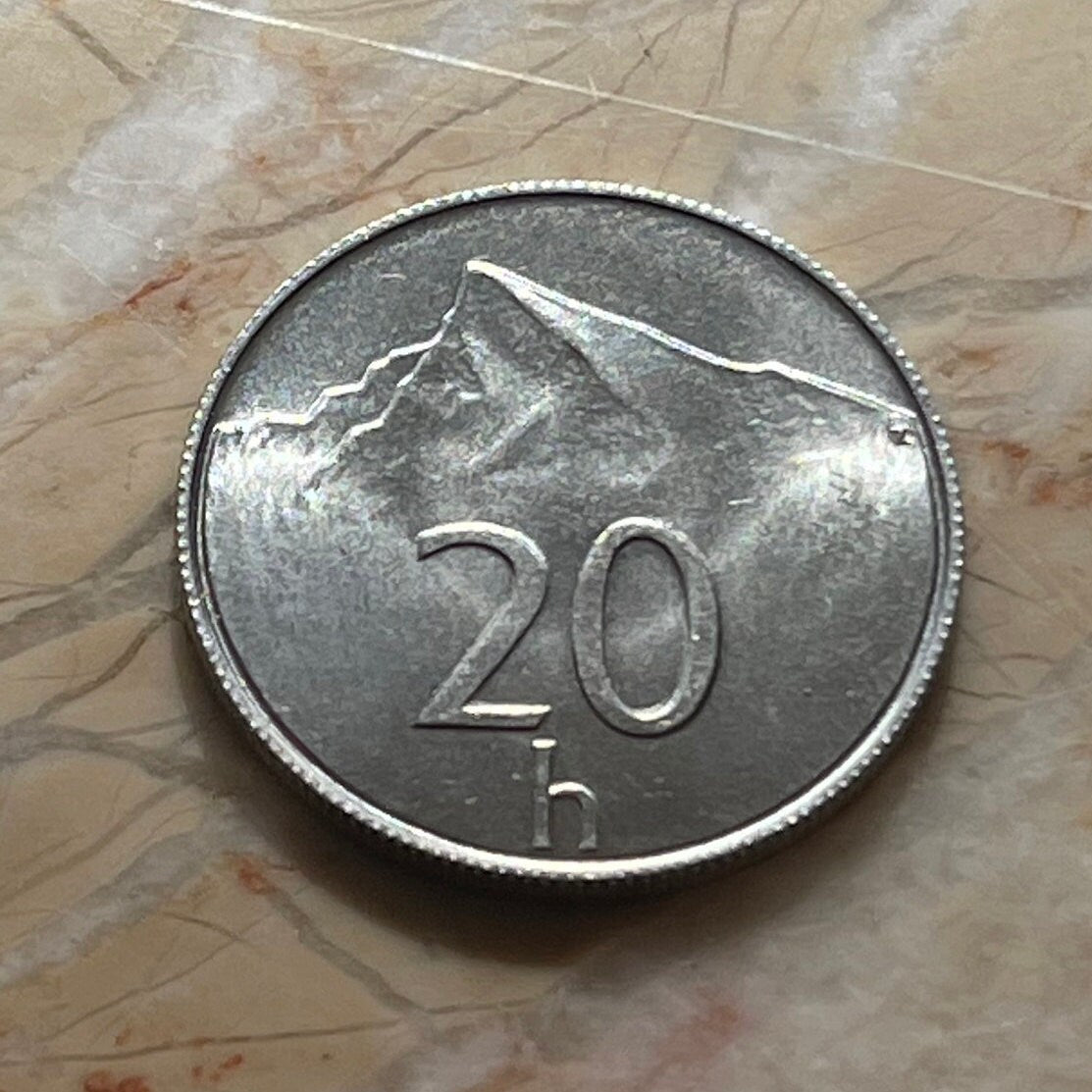 Krivan Mountain Slovak Republic 20 Halierov Authentic Coin Money for Jewelry and Craft Making (Hiking, Mountaineering)