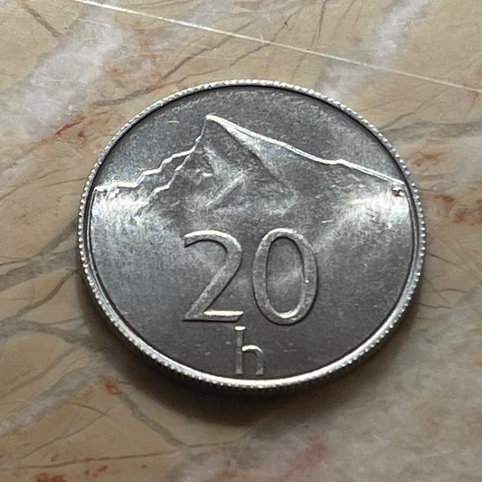 Krivan Mountain Slovak Republic 20 Halierov Authentic Coin Money for Jewelry and Craft Making (Hiking, Mountaineering)