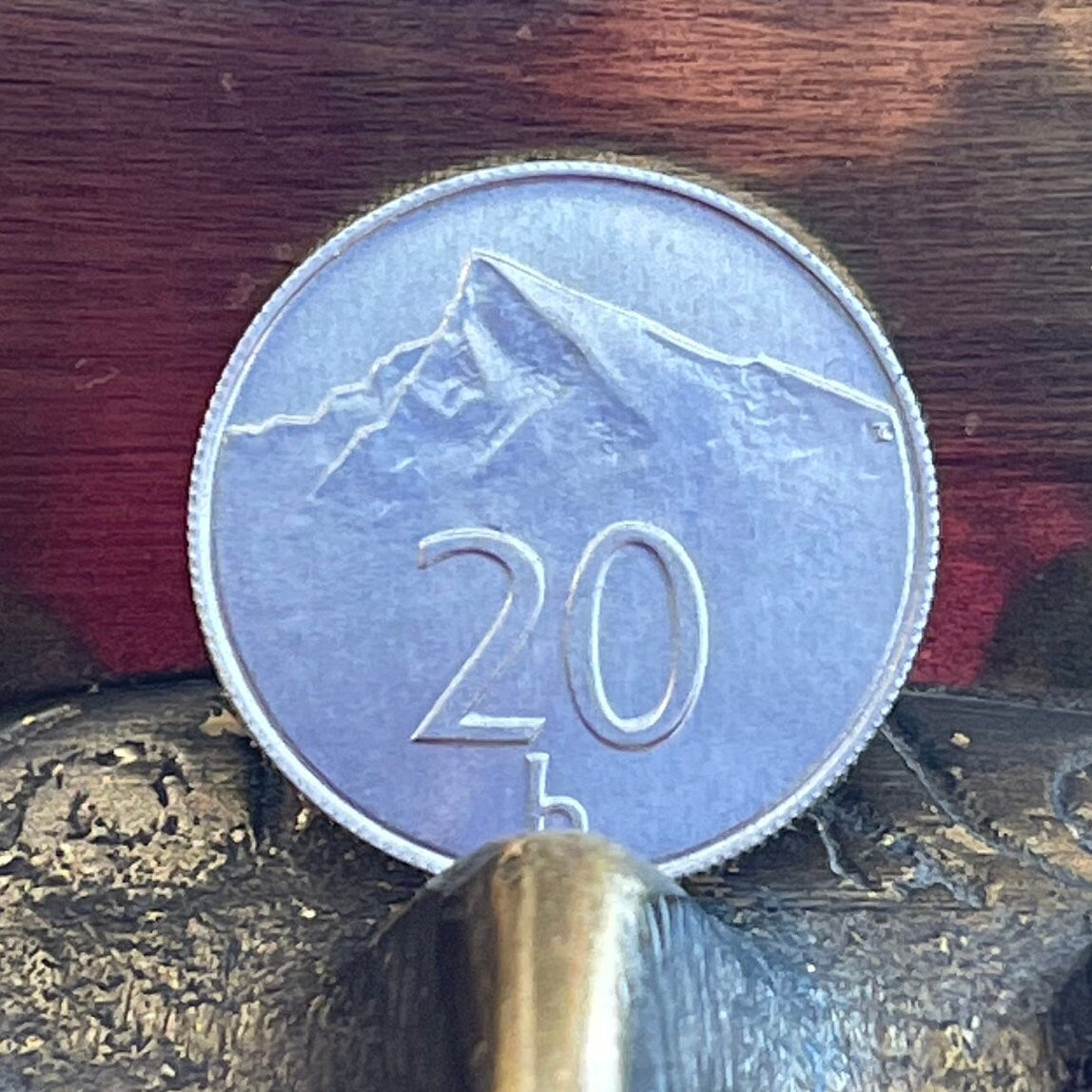 Krivan Mountain Slovak Republic 20 Halierov Authentic Coin Money for Jewelry and Craft Making (Hiking, Mountaineering)