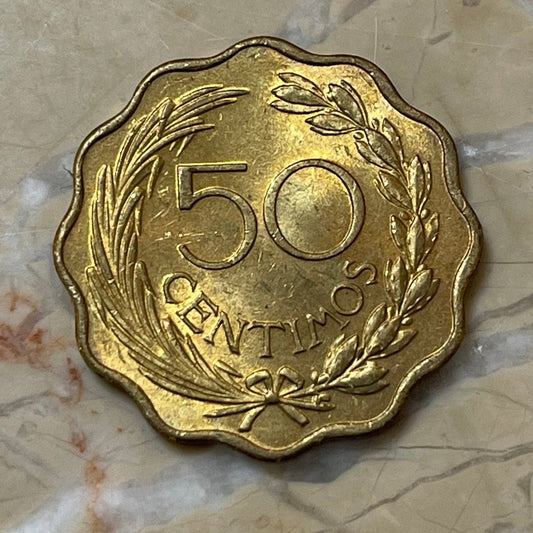 Lion Paraguay 50 Centimos Authentic 1953 Coin Money for Jewelry and Craft Making