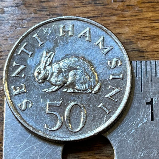 Bunyoro Rabbit & President Mwinyi Tanzania 50 Senti Authentic Coin Charm for Jewelry and Craft Making