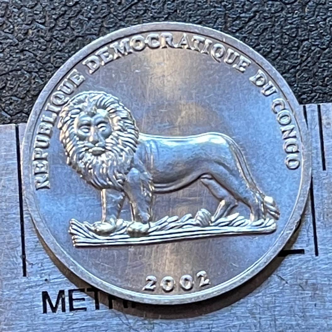 Weasel & Lion 25 Centimes Congo Authentic Coin Money for Jewelry and Craft Making