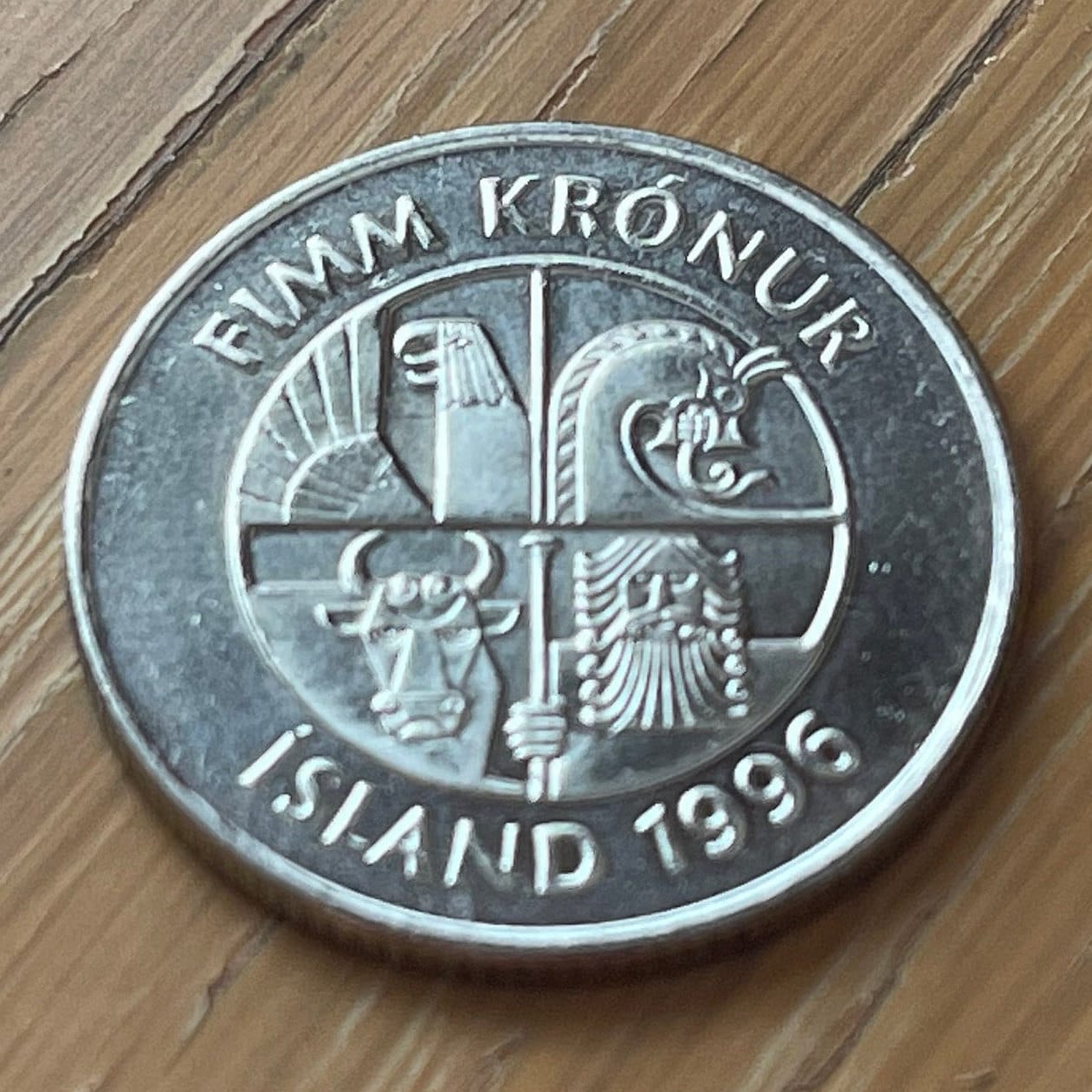 Two Dolphins 5 Kronur Iceland Authentic Coin Money for Jewelry and Craft Making