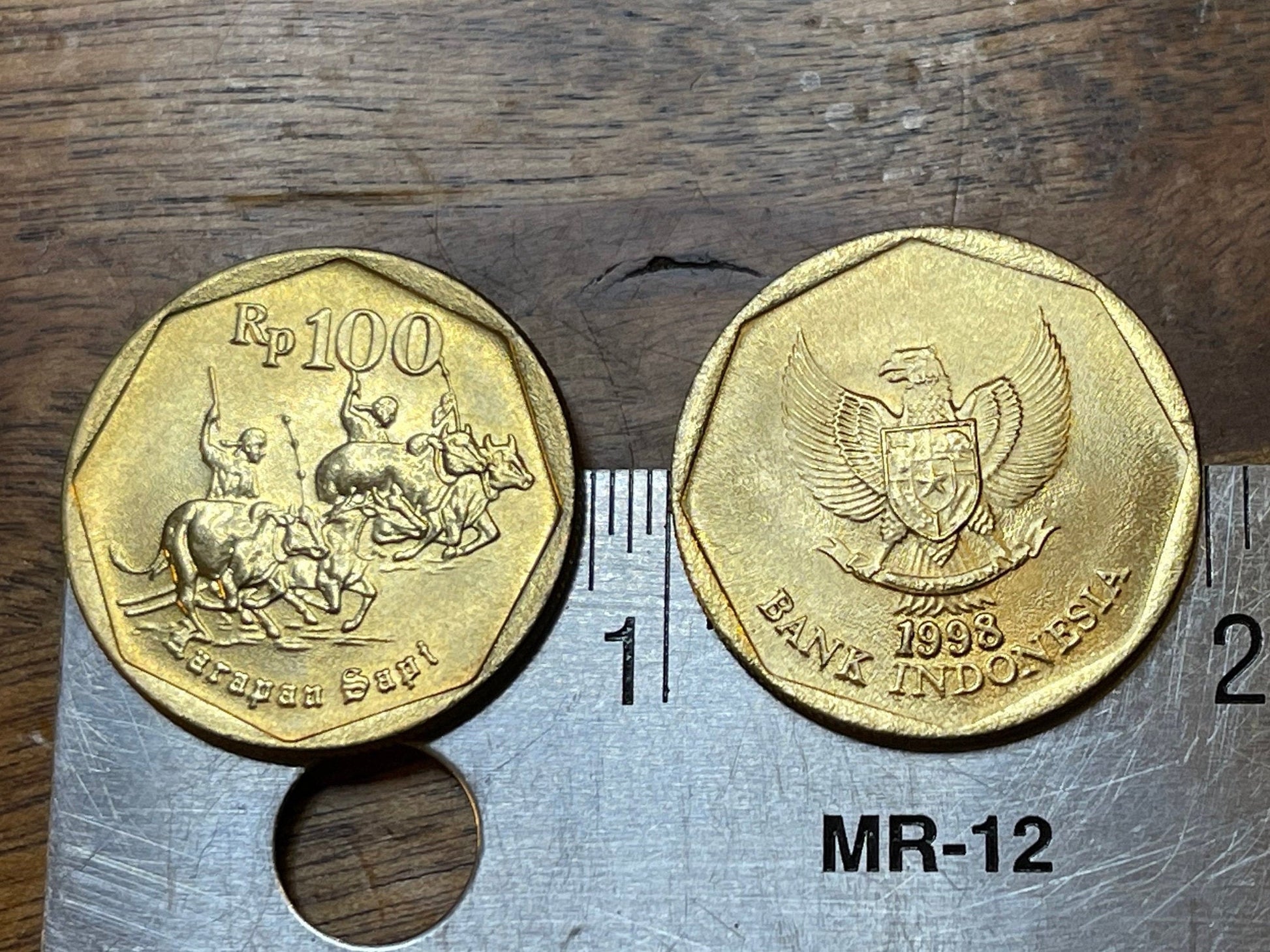 Bull Racing 100 Rupiah Indonesia Authentic Coin Money for Jewelry and Craft Making