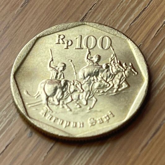 Bull Racing 100 Rupiah Indonesia Authentic Coin Money for Jewelry and Craft Making