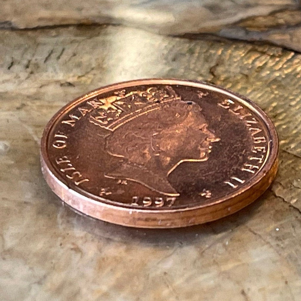 Rugby Ball 1 Pence Isle of Man Authentic Coin Money for Jewelry and Craft Making (Football)