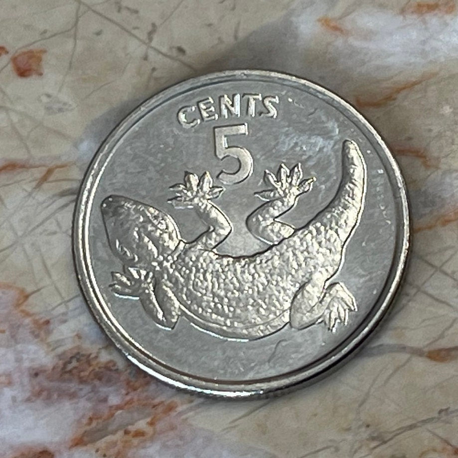 Tokay Gecko 5 Cents Kiribati Authentic Coin Money for Jewelry and Craft Making