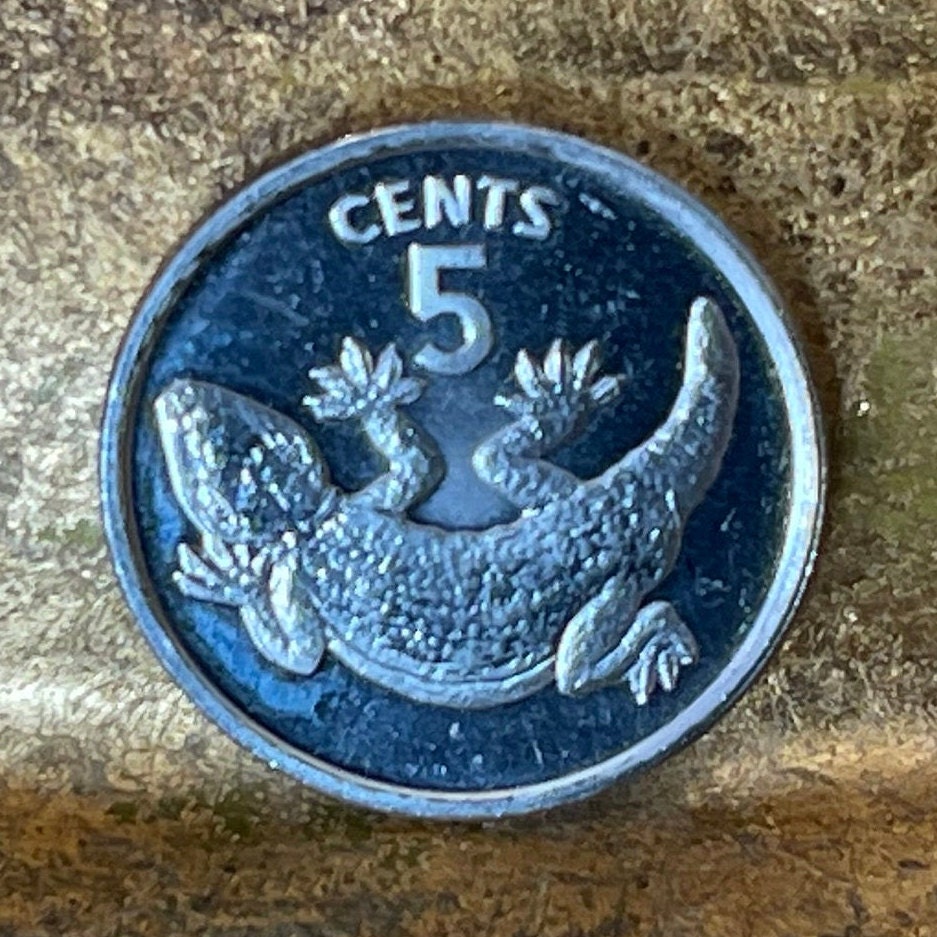 Tokay Gecko 5 Cents Kiribati Authentic Coin Money for Jewelry and Craft Making