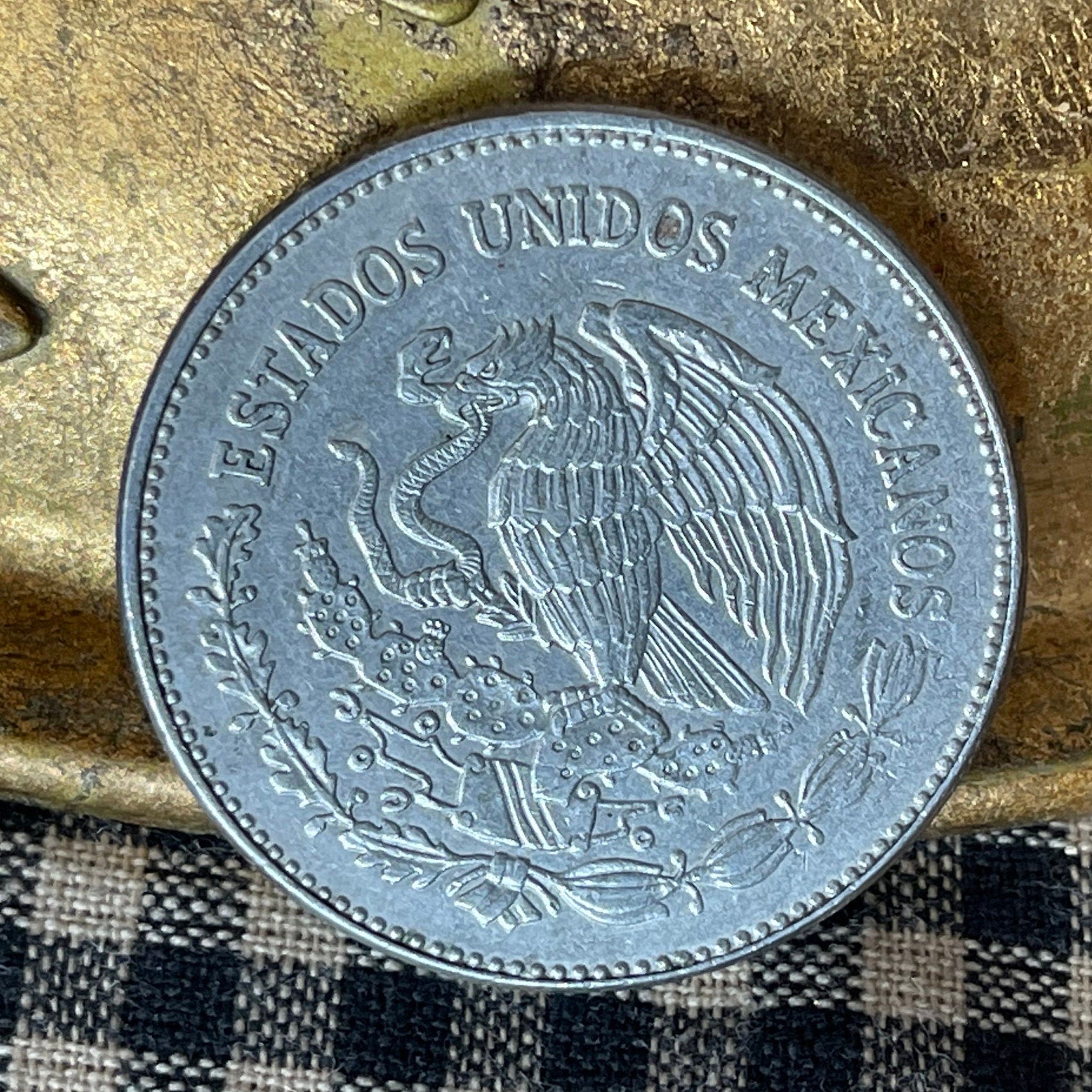 Moon Goddess & Eagle w/Snake 50 Pesos Mexico Authentic Large Coin Money for Jewelry and Craft Making