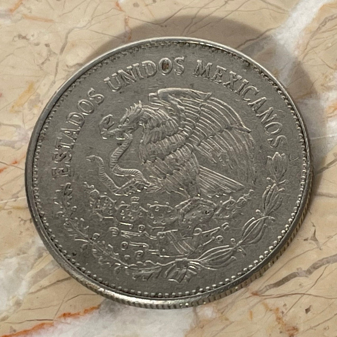 Eagle with Snake & Moon Goddess 50 Pesos Mexico Authentic Coin Money for Jewelry and Craft Making