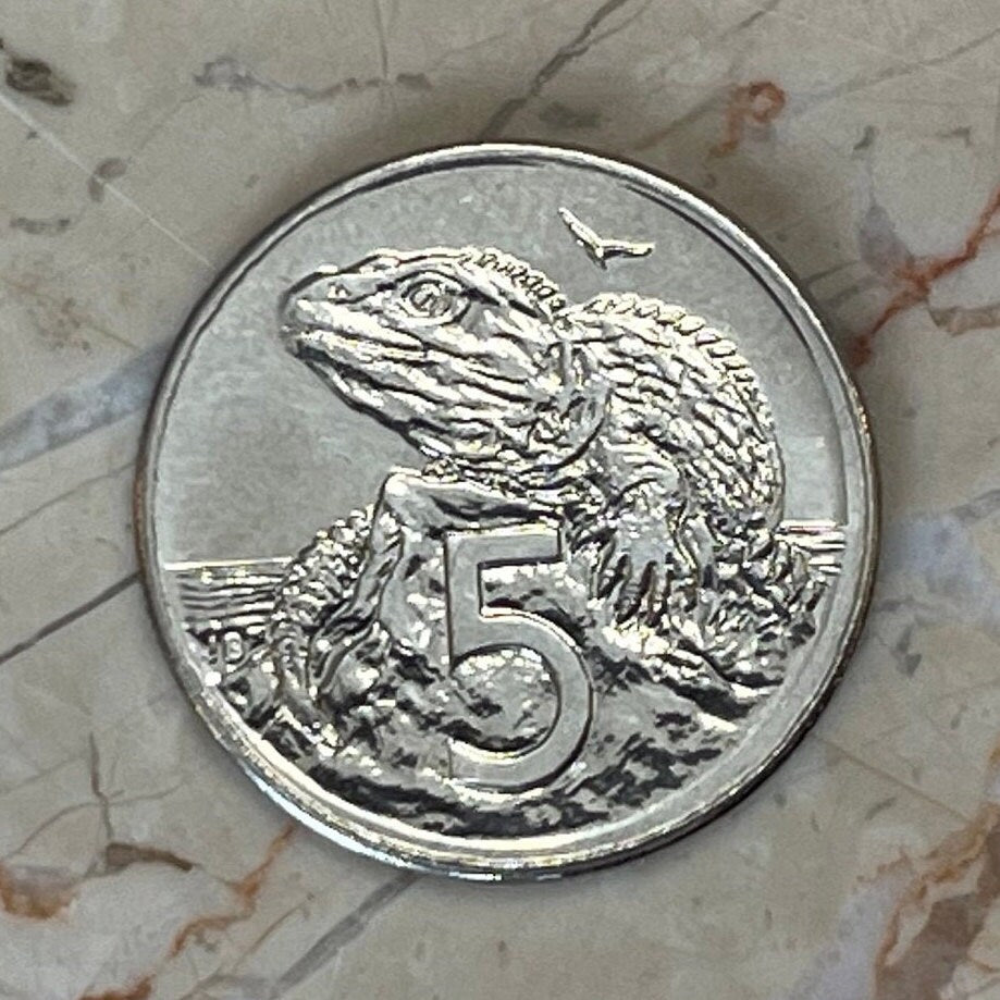 Tuatara 5 Cents New Zealand Authentic Coin Money for Jewelry and Craft Making