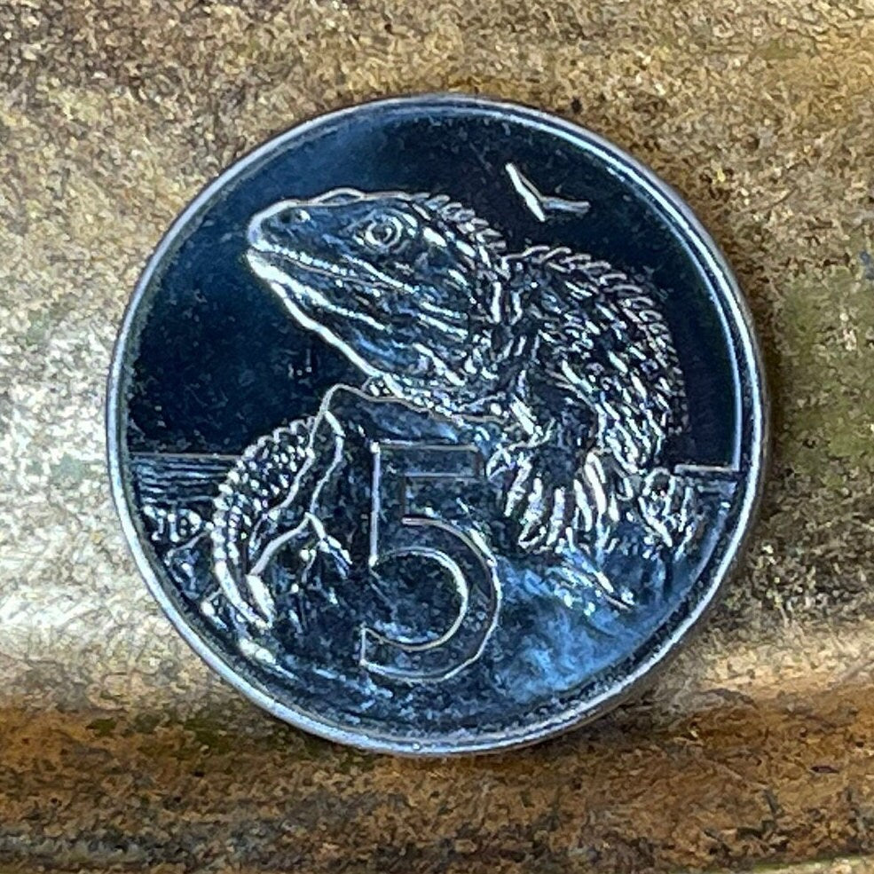 Tuatara 5 Cents New Zealand Authentic Coin Money for Jewelry and Craft Making