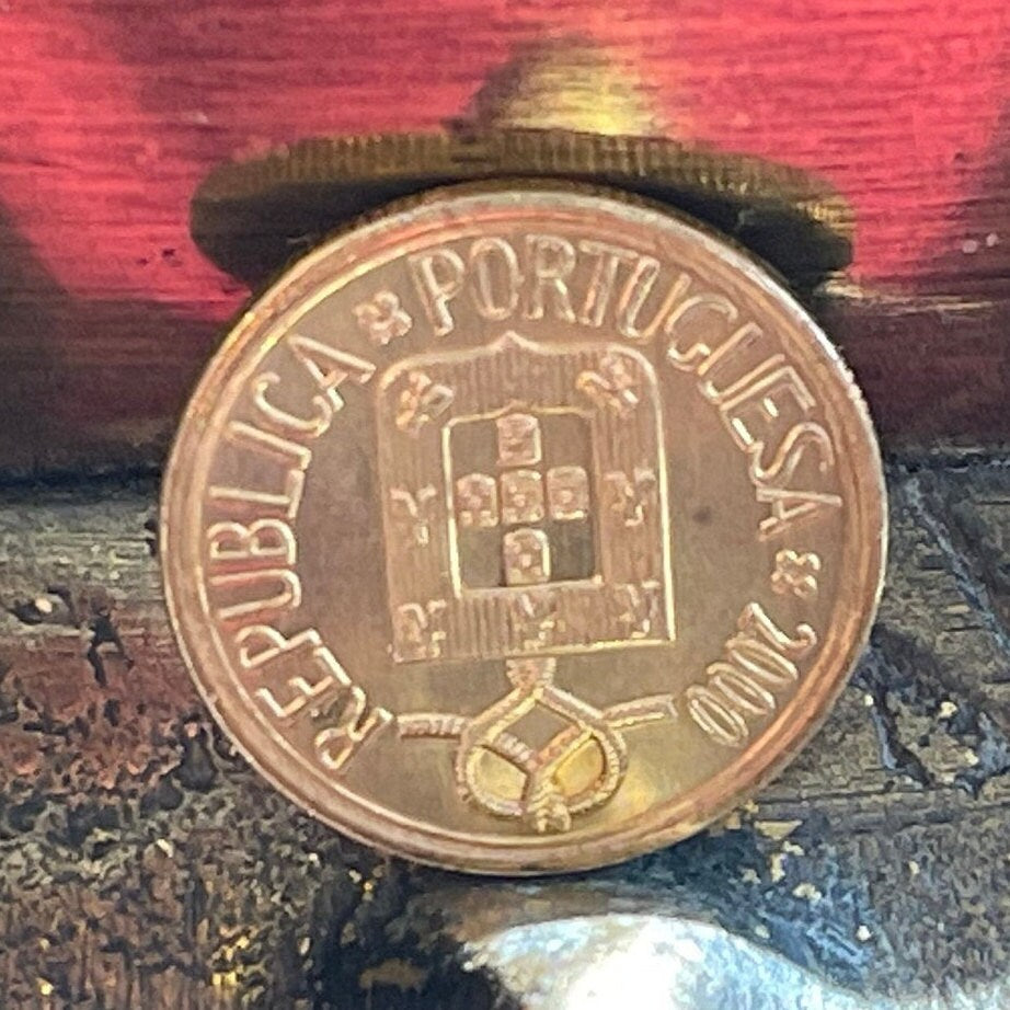 Stained Glass Window 1 Escudo Portugal Authentic Coin Money for Jewelry and Craft Making