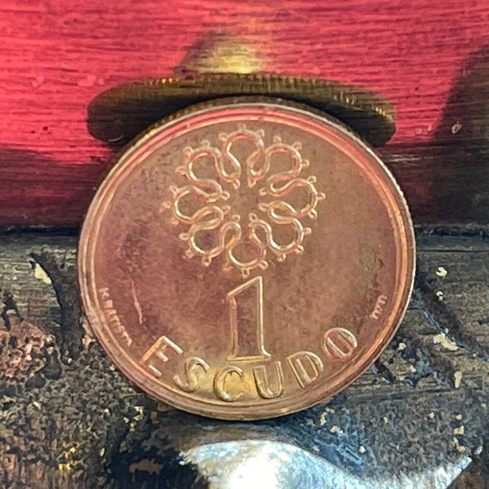 Stained Glass Window 1 Escudo Portugal Authentic Coin Money for Jewelry and Craft Making