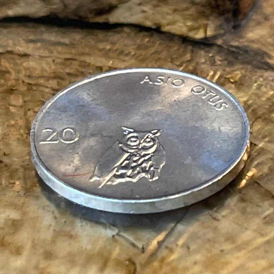 Owl 20 Stotinov Slovenia Authentic Coin Money for Jewelry and Craft Making