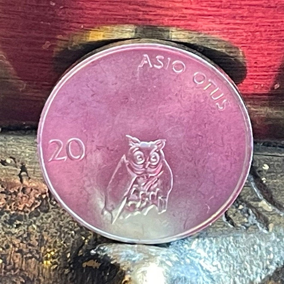 Owl 20 Stotinov Slovenia Authentic Coin Money for Jewelry and Craft Making